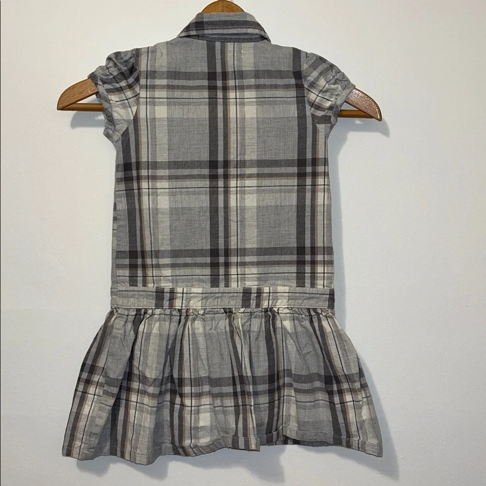 GYMBOREE Girls 5 Plaid Ruffle Dress Drop Waist Puff Sleeves Cotton Holiday Gold